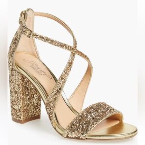 Jewel Badgley Mischka Gold Sparkle Heels